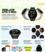 Zeblaze GTR 3 Pro Smart Watch 1.43 inch AMOLED Display Bluetooth Calling IP68 Waterproof Up to 14 Days Battery Life 100+ Sports Modes Health Monitoring Smartwatch - Image 6
