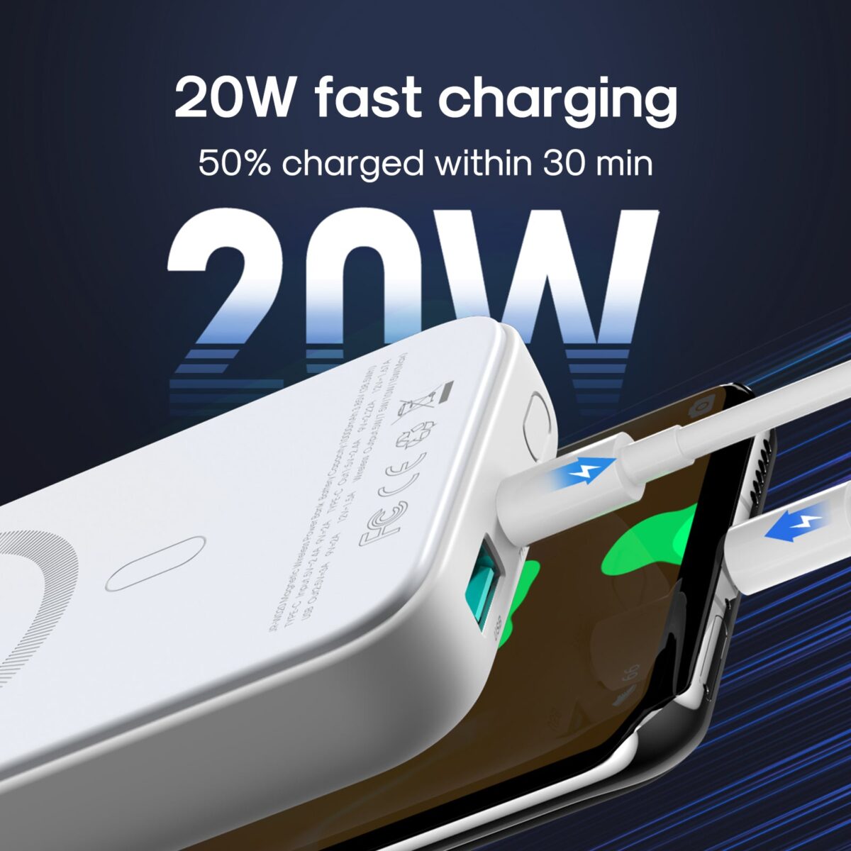 JOYROOM JR-W020 Magnetic Wireless Charging Powerbank 10000mAh 20W PD Output 15W Wireless Output Type-C Input Power Bank - Image 4