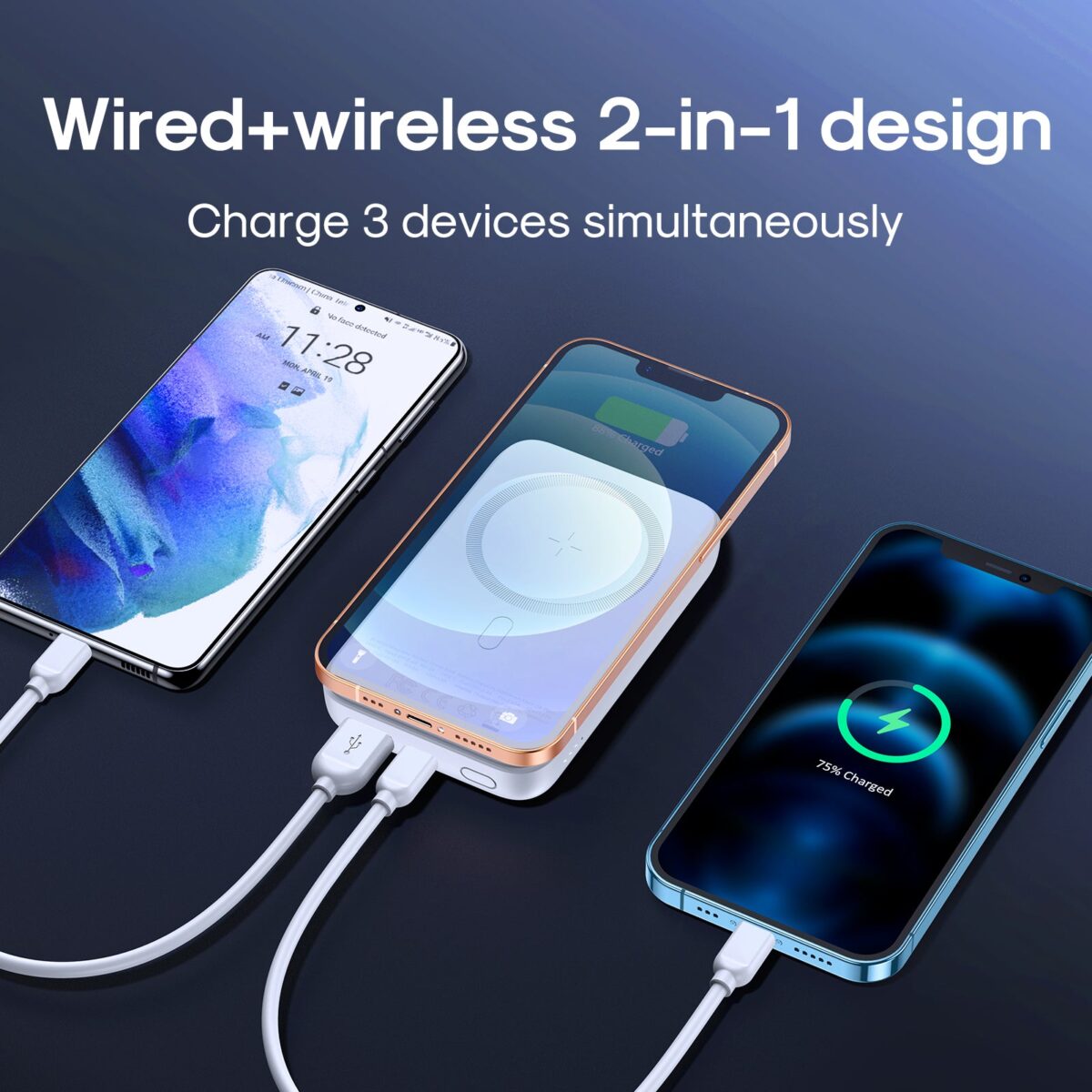 JOYROOM JR-W020 Magnetic Wireless Charging Powerbank 10000mAh 20W PD Output 15W Wireless Output Type-C Input Power Bank - Image 5