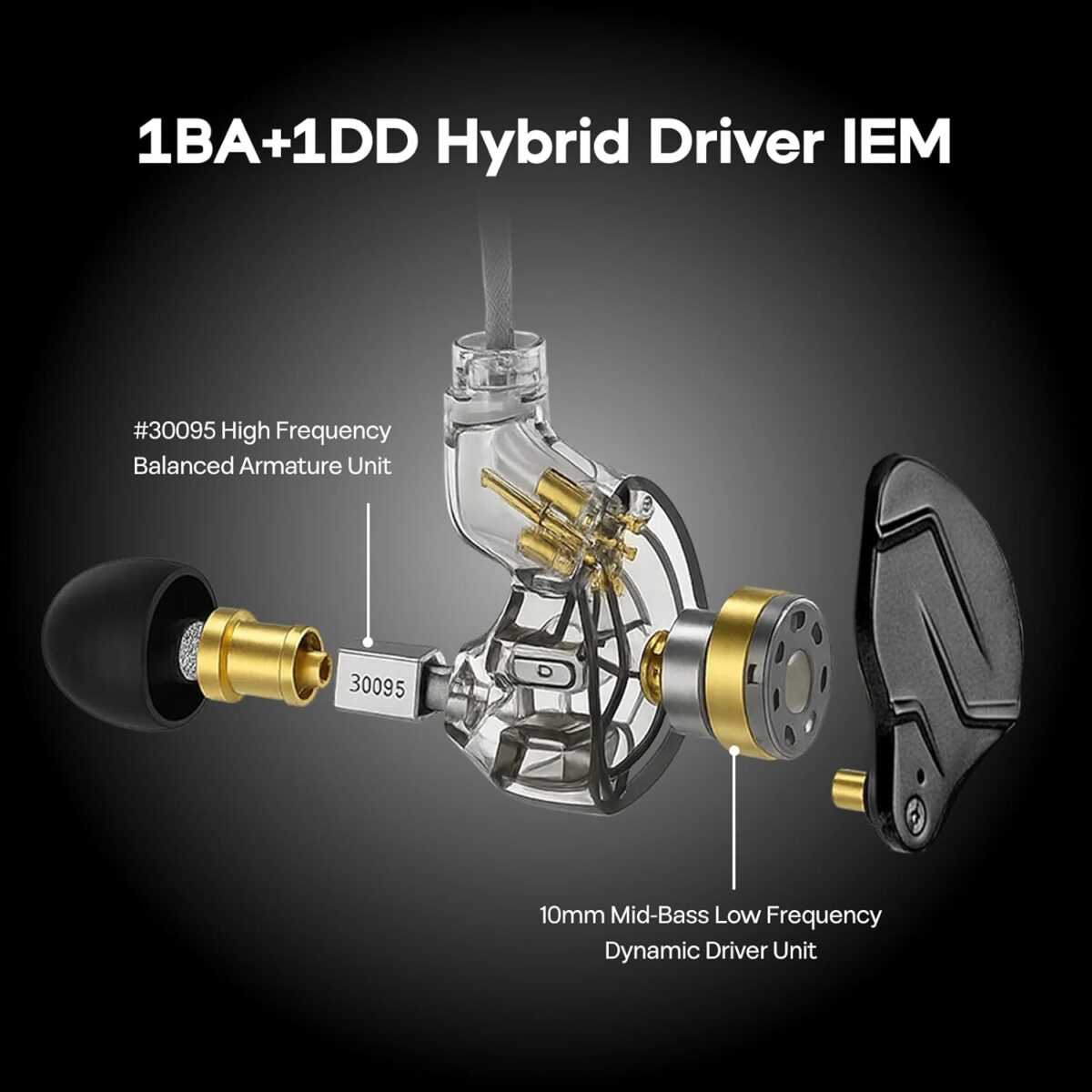 KZ ZSN PRO X Wired Earphone Dual Driver 1BA+1DD Hybrid Metal Buds with Gold Plated Pin HD Condenser Mic Ergonomic Design Earphones - Image 3