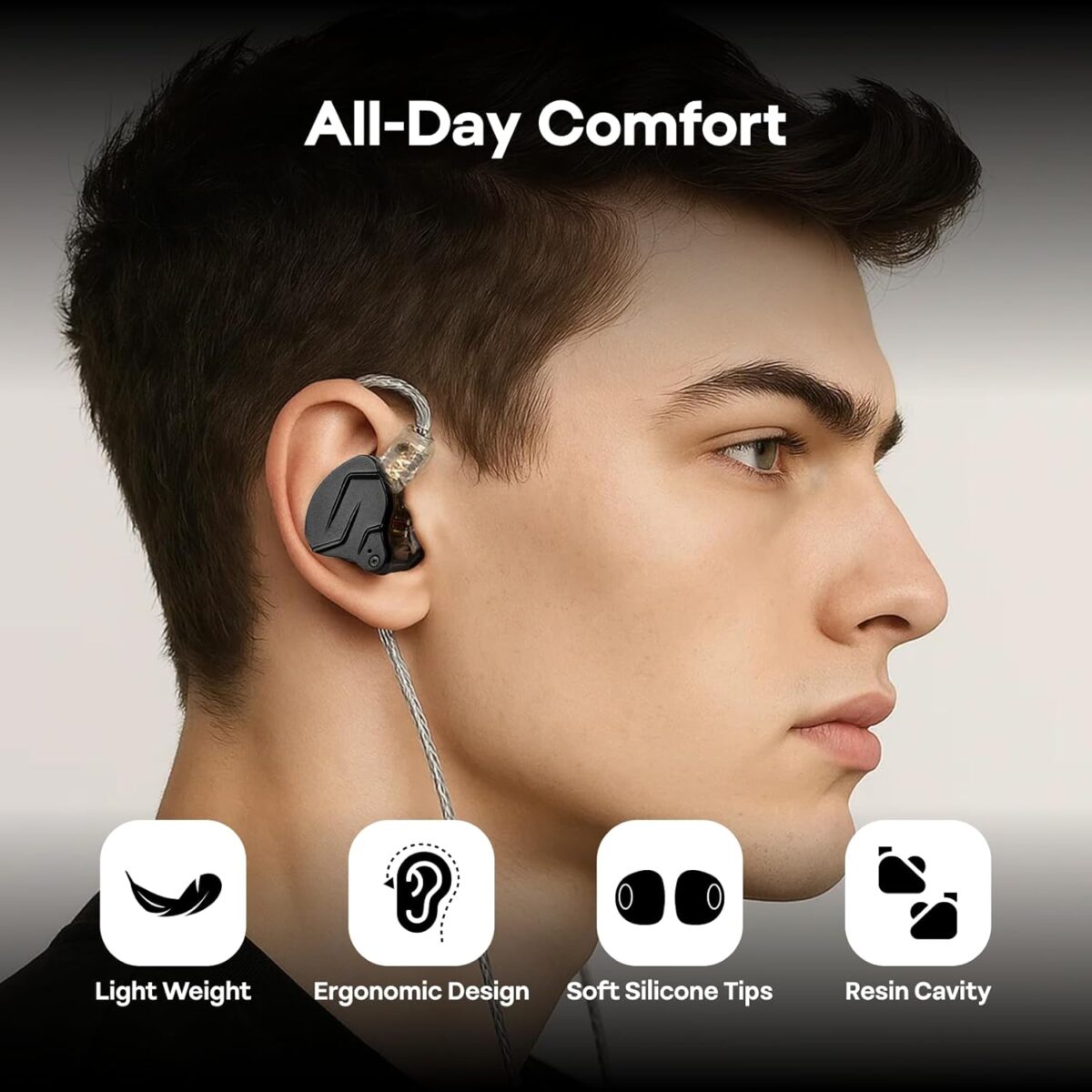 KZ ZSN PRO X Wired Earphone Dual Driver 1BA+1DD Hybrid Metal Buds with Gold Plated Pin HD Condenser Mic Ergonomic Design Earphones - Image 5