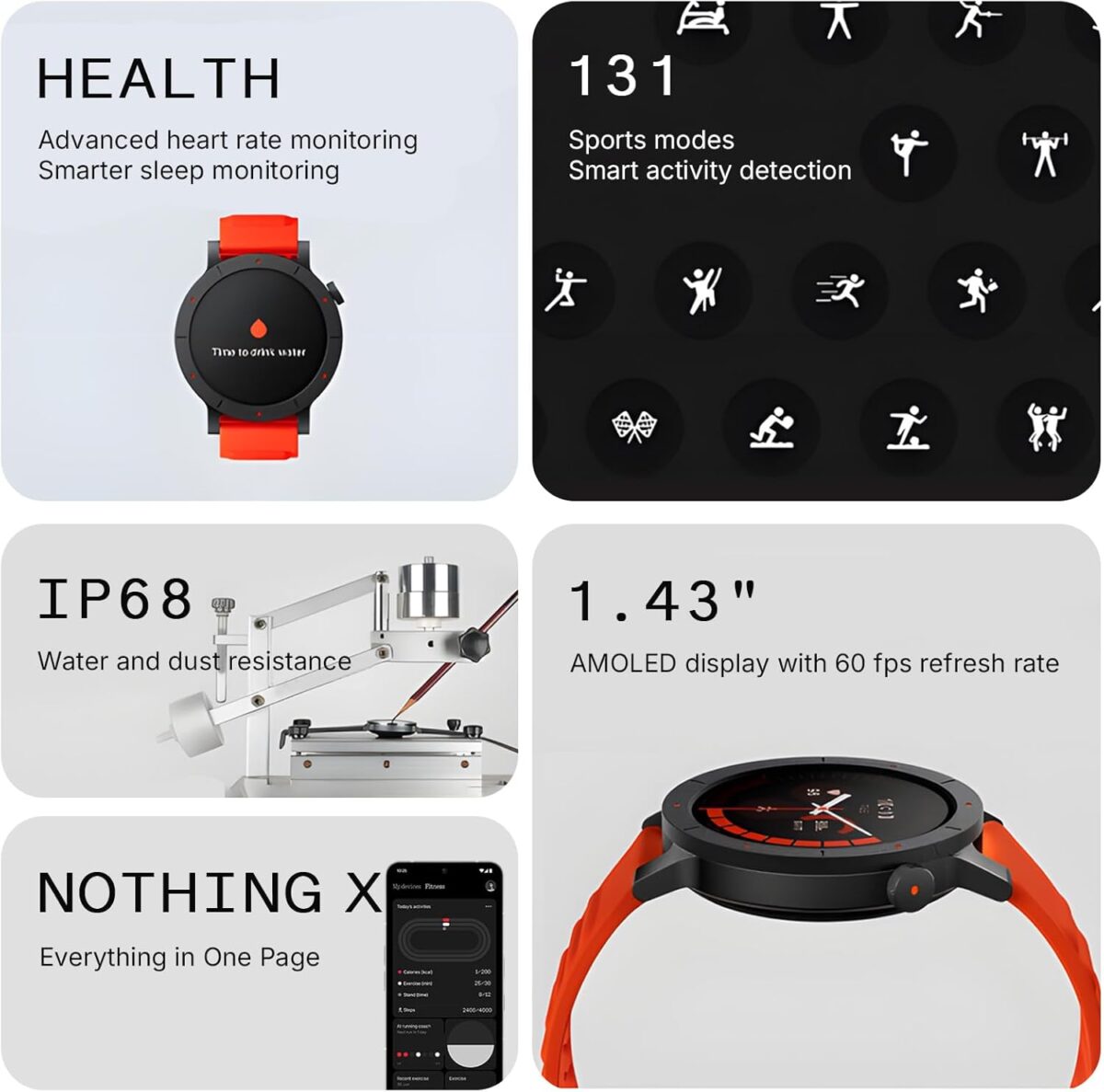 CMF Watch 3 Pro Smart Watch 1.43 inch AMOLED Display 60Hz Refresh Rate Metal Frame Bluetooth Calling 120+ Custom Watch Faces 131 Sports Modes IP68 Water Resistance Up to 13 Days Battery Life Smartwatch for Men and Women - Image 3