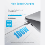 Anker A8756 100W USB-C to USB-C Braided Cable Up to 480 Mbps Data Transfer Stable Charging Wide Comaptibility Anker 333 Series Fast Charging Cable - Image 3