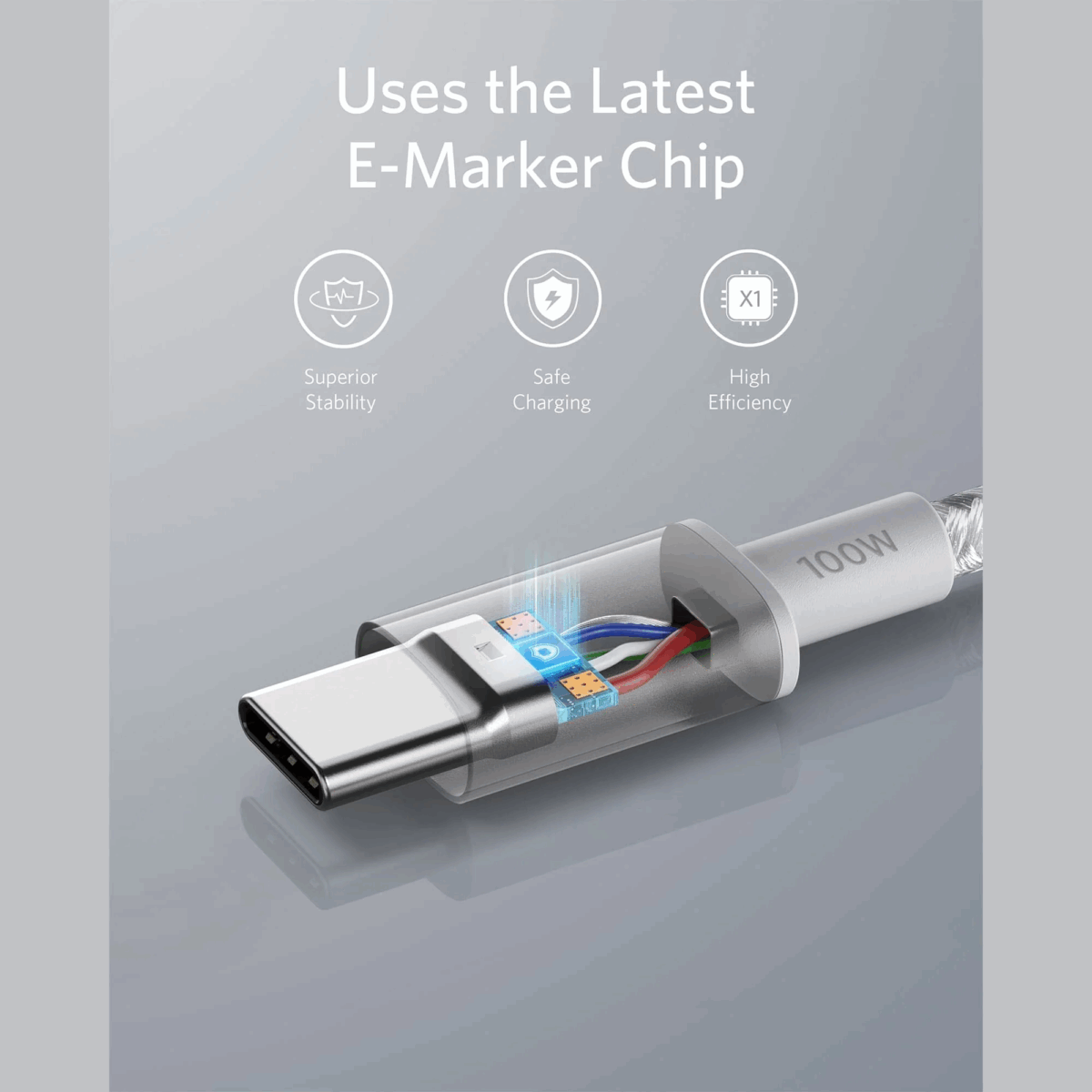 Anker A8756 100W USB-C to USB-C Braided Cable Up to 480 Mbps Data Transfer Stable Charging Wide Comaptibility Anker 333 Series Fast Charging Cable - Image 4