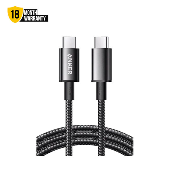Anker A8756 100W USB-C to USB-C Braided Cable Up to 480 Mbps Data Transfer Stable Charging Wide Comaptibility Anker 333 Series Fast Charging Cable