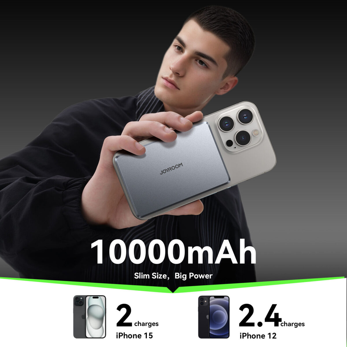 Joyroom JR-PBM08 Pro 10000mAh Wireless Power Bank PD 20W Fast Charging 15W Wireless Charging 2 Input 2 Output Ultra Thin Lightweight Powerbank - Image 7