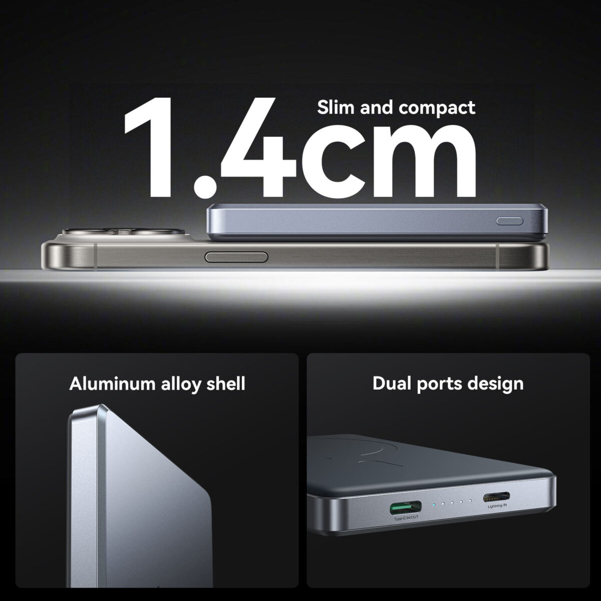 Joyroom JR-PBM08 Pro 10000mAh Wireless Power Bank PD 20W Fast Charging 15W Wireless Charging 2 Input 2 Output Ultra Thin Lightweight Powerbank - Image 5