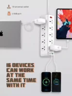 LDNIO SC10610 Power Strip 220V 10 Outlets 30W 6 USB Port QC 3.0 Universal Power Cord - Image 8