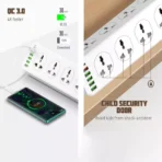 LDNIO SC10610 Power Strip 220V 10 Outlets 30W 6 USB Port QC 3.0 Universal Power Cord - Image 6