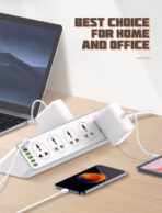 LDNIO SC10610 Power Strip 220V 10 Outlets 30W 6 USB Port QC 3.0 Universal Power Cord - Image 3