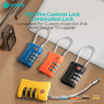 Coteci TR-005 Wire Lock TSA Custom 3 Digit Combination Lightweight Luggage Travel Bag Locker Lock - Image 3