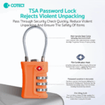 Coteci TR-005 Wire Lock TSA Custom 3 Digit Combination Lightweight Luggage Travel Bag Locker Lock - Image 4