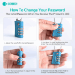 Coteci TR-005 Wire Lock TSA Custom 3 Digit Combination Lightweight Luggage Travel Bag Locker Lock - Image 5