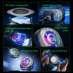 Plextone EX2 Ultra RGB Phone Cooler 12W Strong Power 7 High-Speed Fan RGB Lightning Magnetic Radiator for Gaming and High Performance Cooling - Image 4