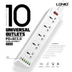 LDNIO SC10610 Power Strip 220V 10 Outlets 30W 6 USB Port QC 3.0 Universal Power Cord - Image 2