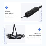 HOCO ES70 Wireless Neckband Earphone BT 5.3 Carbon Fiber Texture Design Large 500mAh Battery Up to 80 Hours Playtime Button Control Neckband Bluetooth Earphones - Image 3