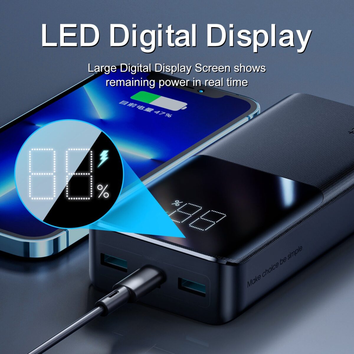 JOYROOM JR-QP192 22.5W PowerBank 20000mAh LED Display 2 Input 3 Output Universally Compatible Lightweight PowerBank - Image 5