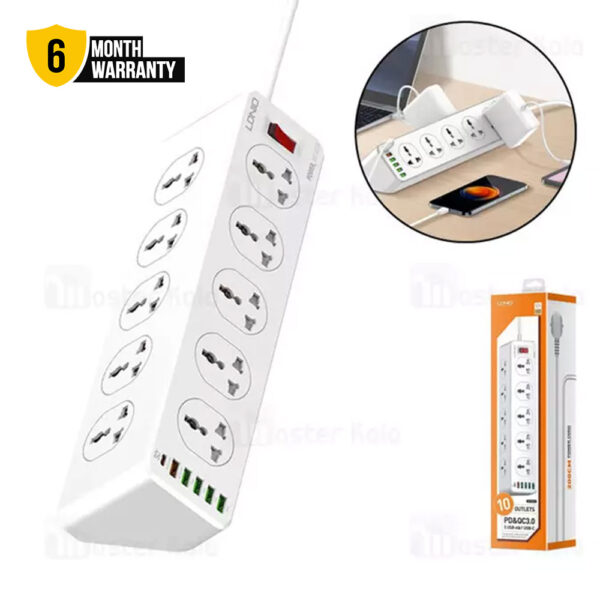 LDNIO SC10610 Power Strip 220V 10 Outlets 30W 6 USB Port QC 3.0 Universal Power Cord