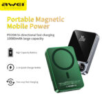 AWEI P39K 15W Wireless Magnetic 10000mAh Power Bank 22.5W 5A PD 20W Super Fast Charging with Digital Display - Image 6