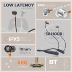 Noise Airwave Wireless Neckband Earphones 10mm Driver BT v5.3 In Ear 3 EQ Modes ENC for Calling 50ms Low Latency Up to 50 Hours of Playtime Wireless Bluetooth Earphones - Image 2