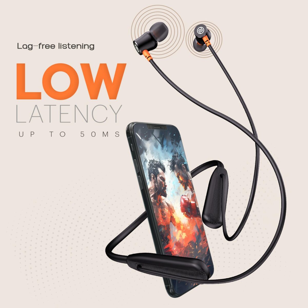 Noise Airwave Wireless Neckband Earphones 10mm Driver BT v5.3 In Ear 3 EQ Modes ENC for Calling 50ms Low Latency Up to 50 Hours of Playtime Wireless Bluetooth Earphones - Image 7