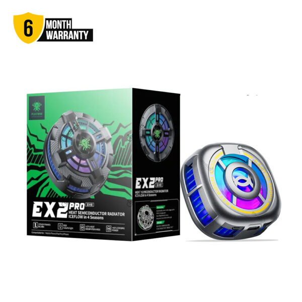 Plextone EX2 Ultra RGB Phone Cooler 12W Strong Power 7 High-Speed Fan RGB Lightning Magnetic Radiator for Gaming and High Performance Cooling