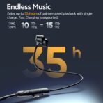 QCY BassBloom ANC N2 Wireless Neckband Headset 25dB ANC Dual Mic BT 5.3 IPX4 Waterproof SBC/AAC Codec Up to 45ms Low Latency 300mAh Battery Up to 35 Hours Backup Bluetooth Earphones - Image 8