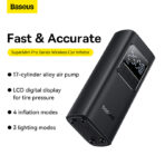 Baseus Wireless Car Inflator SuperMini Pro Series LED Display 50W 17 Single Cylinder Motor 4000mAh Battery Type-C Charging LED Light Inflator for Car Bus Truck Bikes Bicycle Balls - Image 8